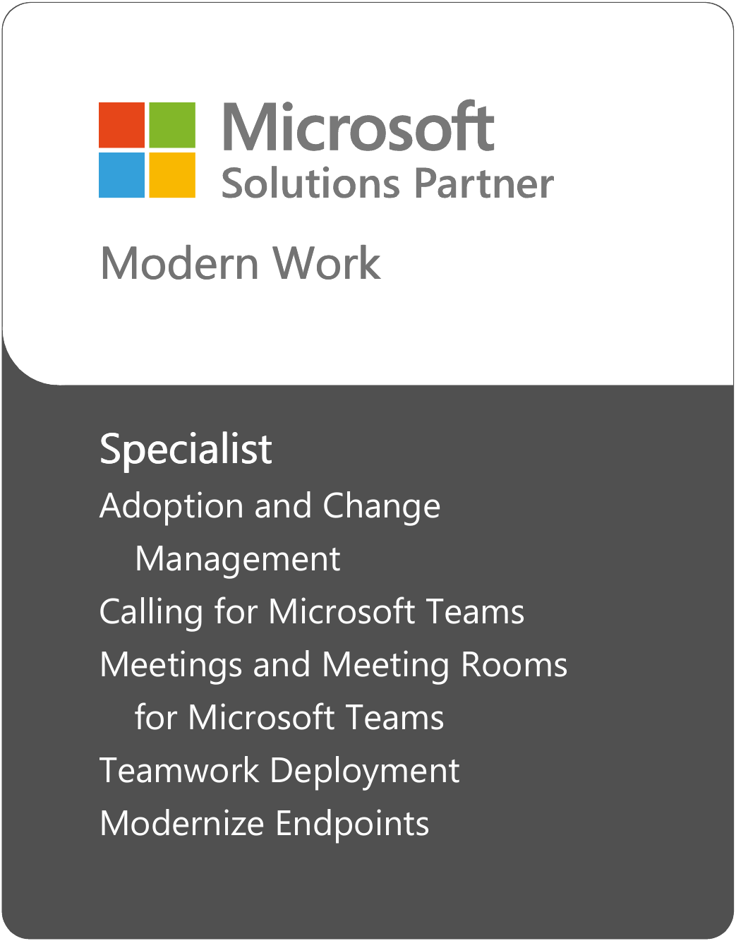 Microsoft Solutions Partner specialist accreditation for Modern Work Standards