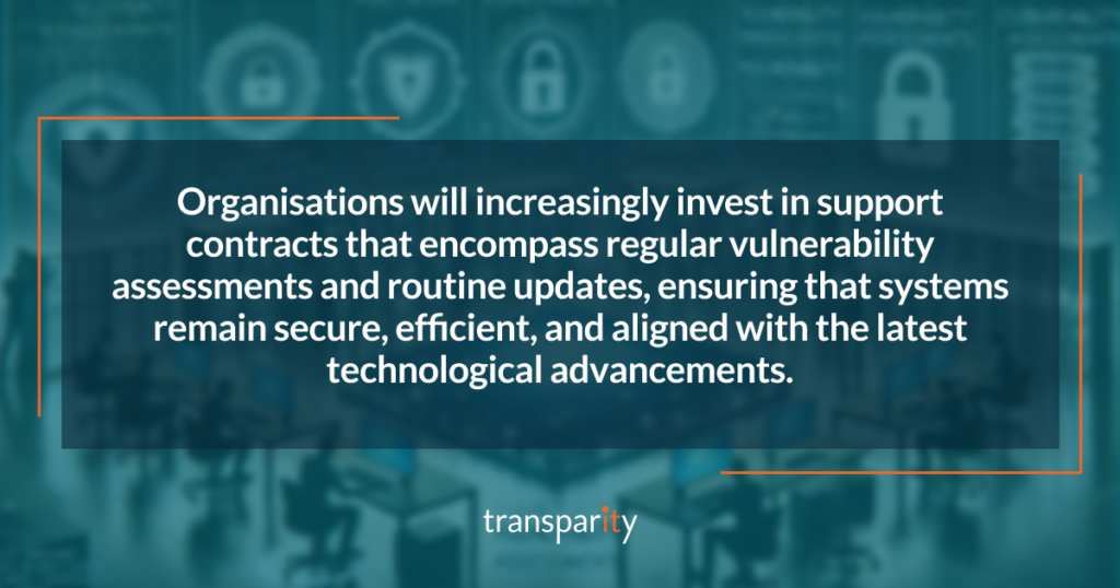 Organisations will increasingly invest in support contracts that encompass regular vulnerability assessments and routine updates, ensuring that systems remain secure, efficient, and aligned with the latest technological advancements.